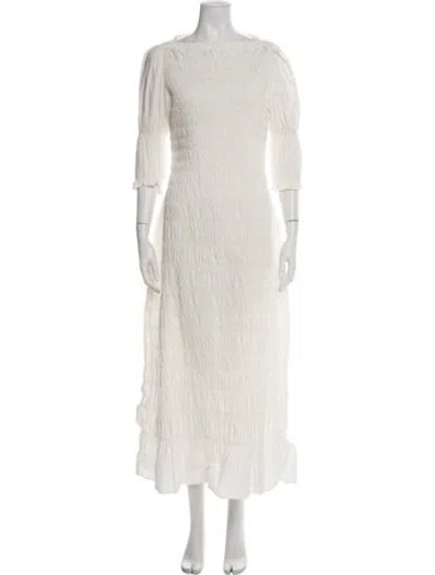 Pre-owned Doen Off-the-shoulder Midi Length Dress In Neutral