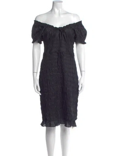 Pre-owned Doen Off-the-shoulder Midi Length Dress W/ Tags In Black