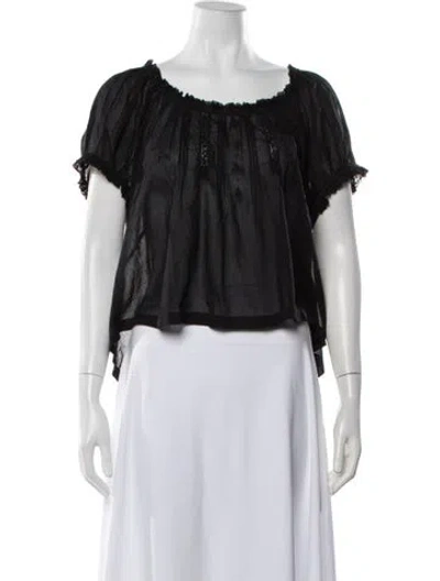 Pre-owned Doen Off-the-shoulder Short Sleeve Blouse W/ Tags In Black