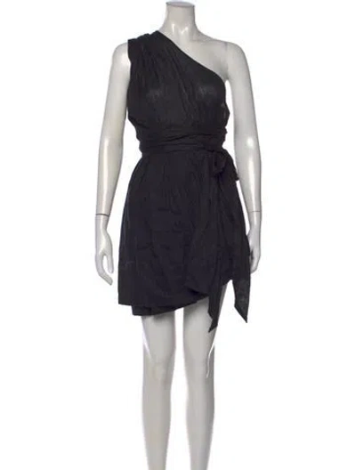 Pre-owned Doen One-shoulder Mini Dress W/ Tags In Black