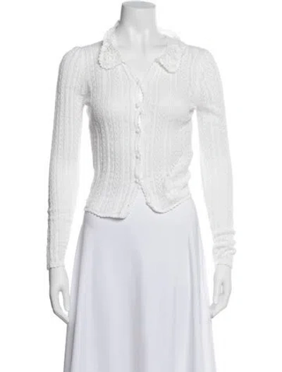 Pre-owned Doen Open Front Sweater In White