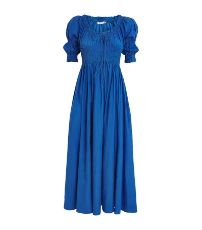 Doen Organic Cotton-blend Ischia Maxi Dress In Blue