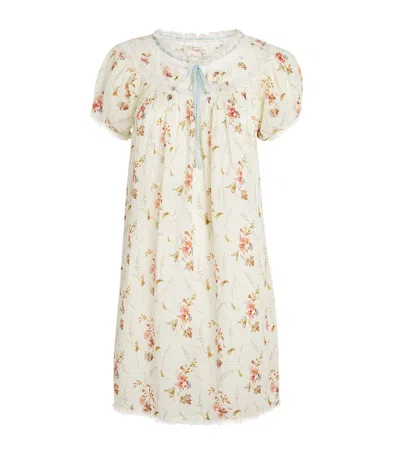 Doen Daphne Lace-trimmed Pintucked Floral-print Organic Cotton-voile Mini Dress In Multi