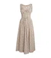 Doen Emmaretta Shirred Floral-print Cotton-voile Midi Dress In Brown
