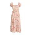 Doen Stanza Lace-trimmed Floral-print Organic Cotton-voile Midi Dress In Neutral
