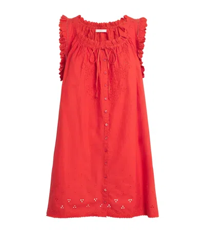 Doen Organic Cotton Nessie Mini Dress In Red