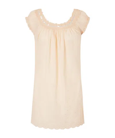 Doen Lelia Embroidered Organic Cotton-voile Mini Dress In Gold