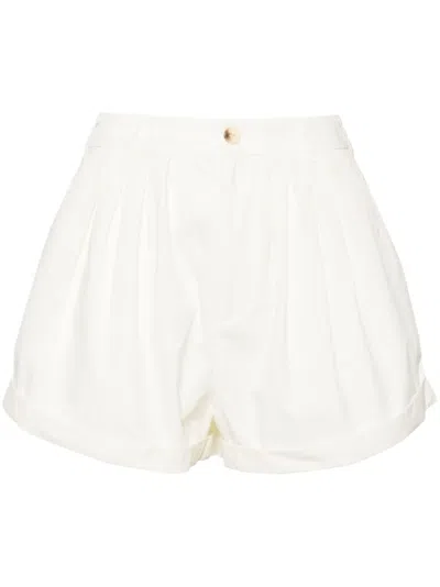 Doen Pleated Organic Cotton-poplin Shorts In White