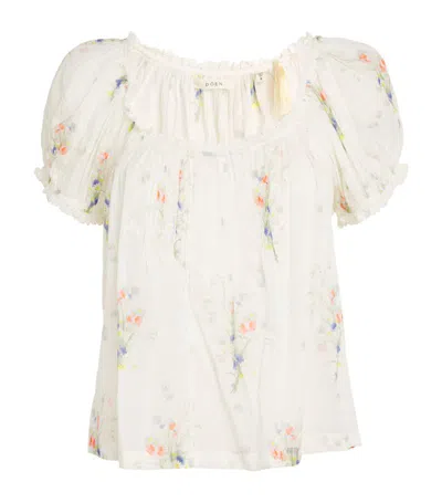 Doen Painted Bouqet Frederica Blouse In White