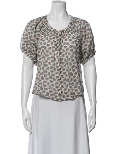 Pre-owned Doen Paisley Print Crew Neck Blouse In Neutral