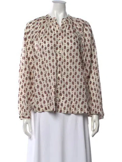 Pre-owned Doen Paisley Print Crew Neck Blouse In Neutrals