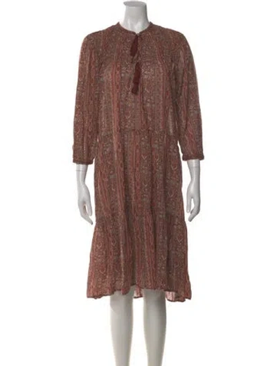 Pre-owned Doen Paisley Print Knee-length Dress In Brown