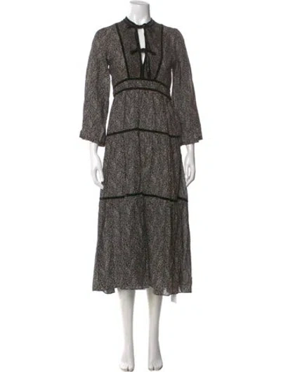 Pre-owned Doen Paisley Print Long Dress In Black