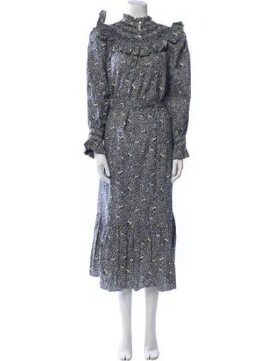 Pre-owned Doen Paisley Print Long Dress In Blue