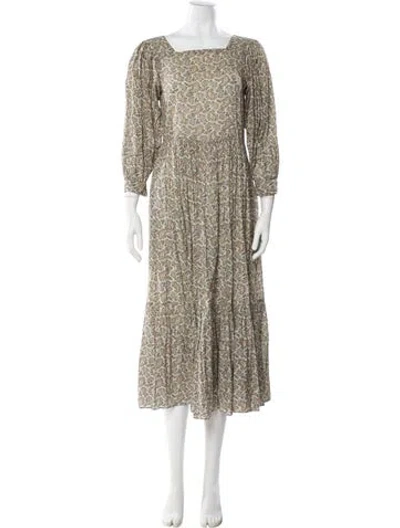 Pre-owned Doen Paisley Print Long Dress In Neutral