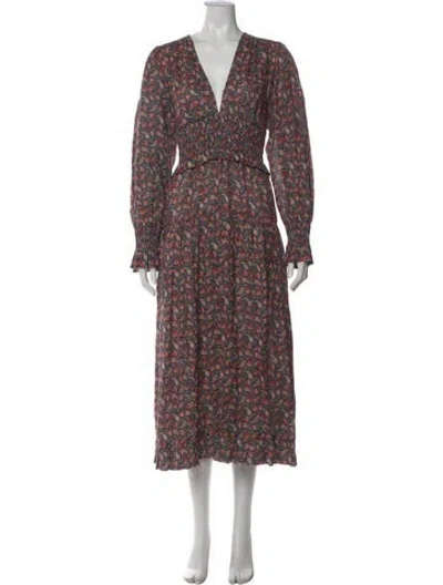 Pre-owned Doen Paisley Print Long Dress In Neutral