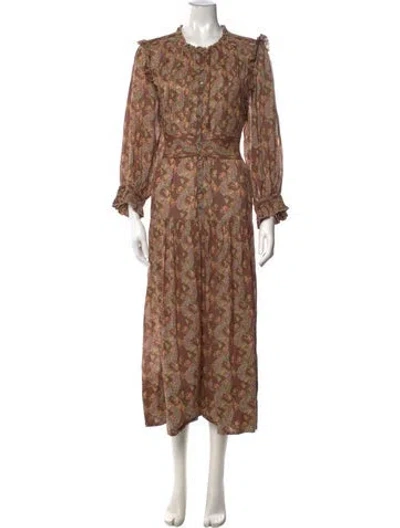 Pre-owned Doen Paisley Print Long Dress In Neutrals