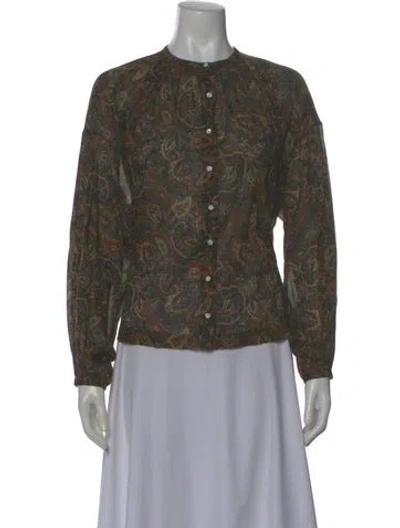 Pre-owned Doen Paisley Print Long Sleeve Blouse In Multi