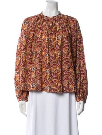 Pre-owned Doen Paisley Print Long Sleeve Blouse In Multi