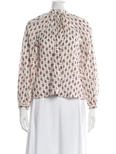 Pre-owned Doen Paisley Print Long Sleeve Blouse In Multi