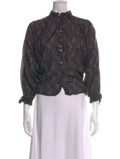 Pre-owned Doen Paisley Print Long Sleeve Blouse In Multi
