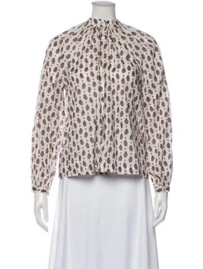 Pre-owned Doen Paisley Print Long Sleeve Blouse In Red