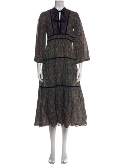 Pre-owned Doen Paisley Print Midi Length Dress In Black