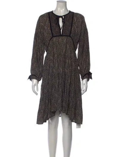 Pre-owned Doen Paisley Print Midi Length Dress In Black
