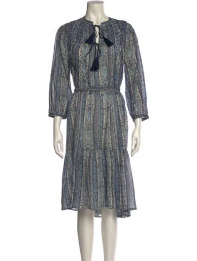 Pre-owned Doen Paisley Print Midi Length Dress In Blue