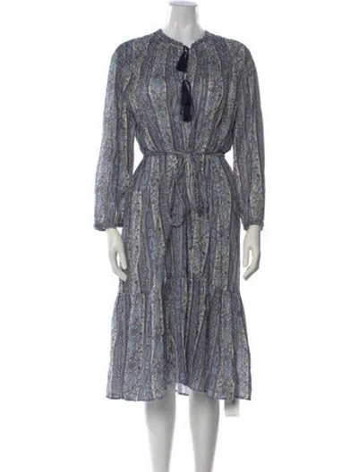 Pre-owned Doen Paisley Print Midi Length Dress In Blue