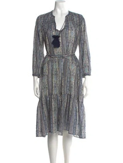 Pre-owned Doen Paisley Print Midi Length Dress In Blue