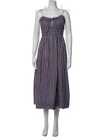 Pre-owned Doen Paisley Print Midi Length Dress In Blue