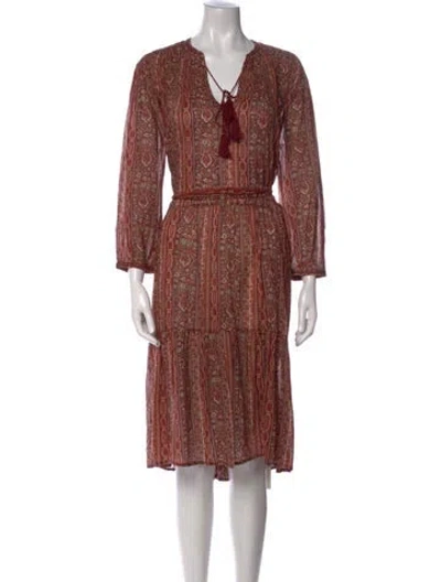 Pre-owned Doen Paisley Print Midi Length Dress In Brown