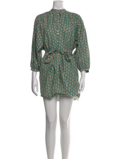 Pre-owned Doen Paisley Print Mini Dress In Green