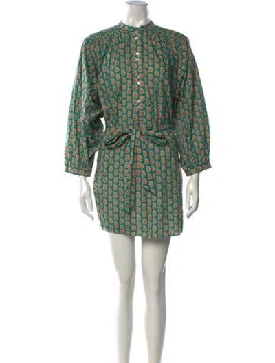 Pre-owned Doen Paisley Print Mini Dress In Green