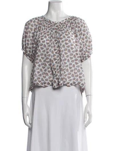 Pre-owned Doen Paisley Print Scoop Neck Blouse In Neutrals