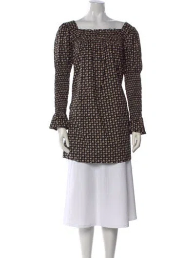Pre-owned Doen Paisley Print Square Neckline Blouse In Black