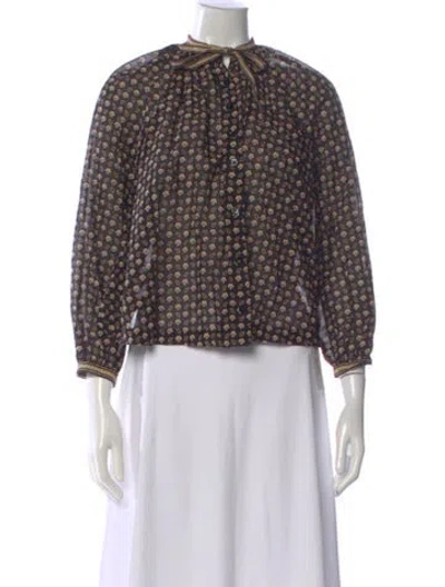 Pre-owned Doen Paisley Print Tie Neck Blouse In Multi