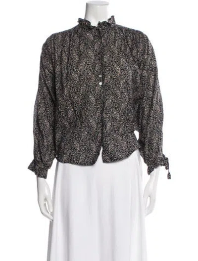 Pre-owned Doen Paisley Print Tie Neck Blouse In Multi