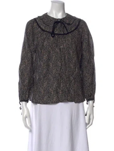 Pre-owned Doen Paisley Print Tie Neck Blouse In Multicolor