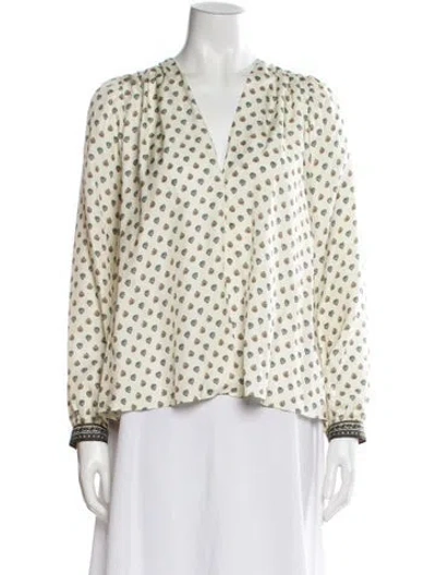 Pre-owned Doen Paisley Print V-neck Blouse In Neutral