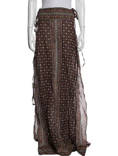 Pre-owned Doen Paisley Print Wide Leg Pants In Brown