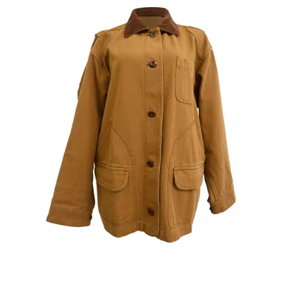 Doen Pascual Button-down Jacket With Pockets In Brown Cotton