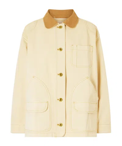 Doen Pascual Contrast-collar Coat In Neutral