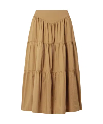 Doen Patchwork Design Midi Skirt In Brown