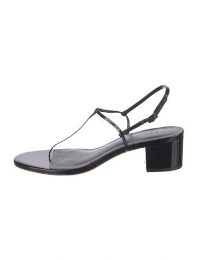 Pre-owned Doen Patent Leather Sandals In Black