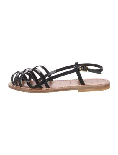 Pre-owned Doen Patent Leather Sandals In Black