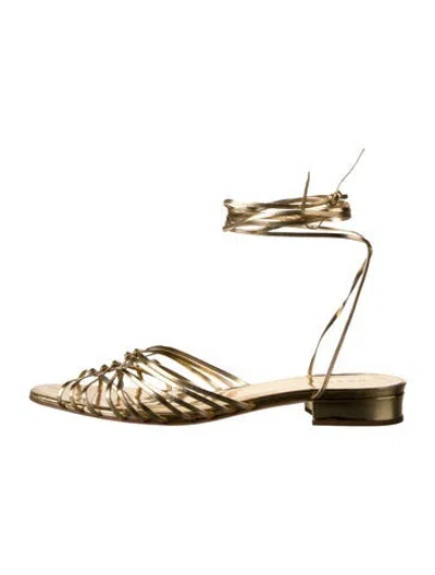 Pre-owned Doen Patent Leather Sandals In Gold