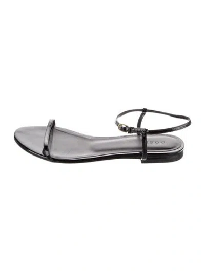 Pre-owned Doen Patent Leather Sandals In Gray