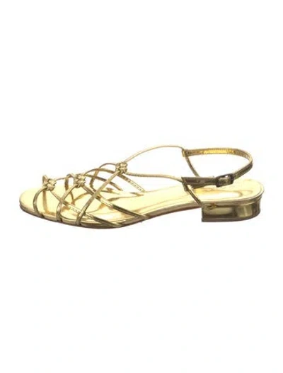 Pre-owned Doen Patent Leather Slingback Sandals